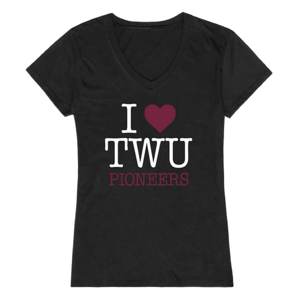 I Love Texas Woman's University Pioneers Womens Tee T-Shirt - Black, XX-Large