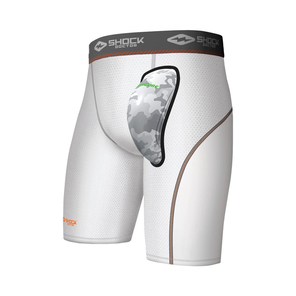 Shock Doctor Compression Short w/AirCore Hard Cup YTH White L