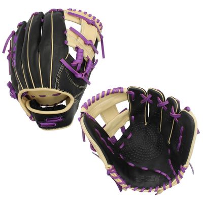 SSK Z5 Craftsman Infield Baseball Glove  11.25 - 11.5 - 11.75 - 12  Right & Left Hand Throw (Black/Camel/Purple - I Web, 11.5" - Right Hand Throw)