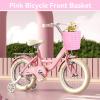 HERCHR Kids Bike Basket, Plastic Bicycle Basket, Front Handlebar Mount, Pink, Large, 12 x 15 x 20cm / 4.7 x 5.9 x 7.9inch, 10 lbs Load Capacity view 4