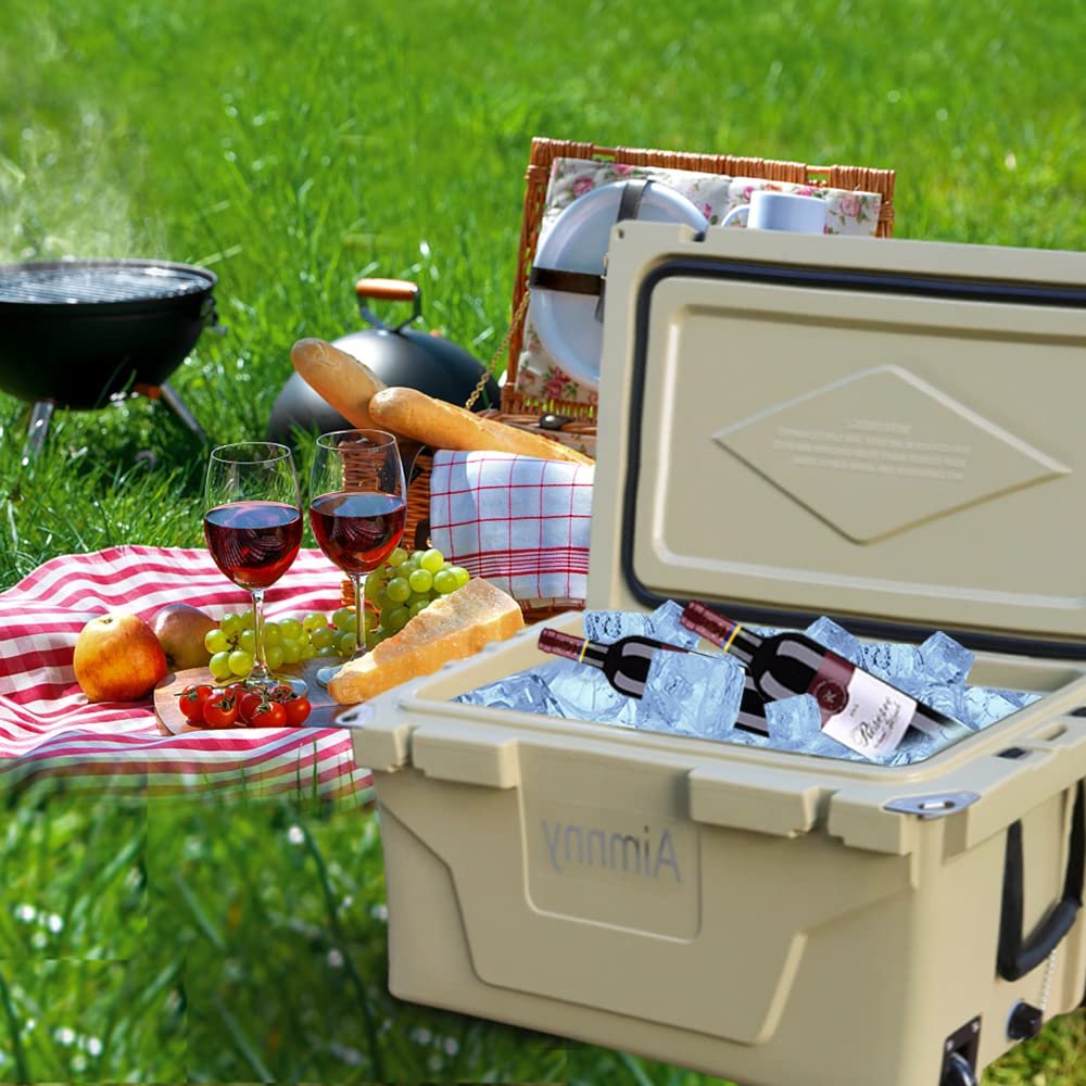 Plastic Material Khaki Color ice Cooler Box 65QT Camping ice Chest Beer Box Outdoor Fishing Cooler