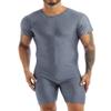 Kvysinly Men's One Piece Short Sleeves Leotard Wrestling Singlet Gym Workout Athletic Zipper Zentai Bodysuit Dark Grey Large view 1