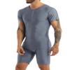 Kvysinly Men's One Piece Short Sleeves Leotard Wrestling Singlet Gym Workout Athletic Zipper Zentai Bodysuit Dark Grey Large view 3