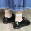 K BKVAVA Womens Fishnet Socks Short Ankle Sock High Mesh Fishnet Hosiery 5 Pack,White view 2