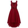 Linjinx Kids Girls Sequins Bridesmaid Wedding Party Pageant Formal Dress Irregular Chiffon Skirt Flower Girl Dress Prom Gown Burgundy 12 Years view 3