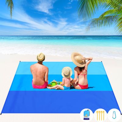 BYDOLL Beach Blanket Waterproof Sandproof 78''81'' 1-5 Adults Oversized Lightweight Large Picnic Mat Waterproof Sandproof Blanket for Beach Camping Hiking Travel