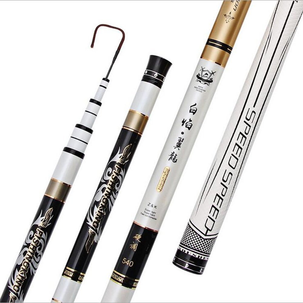 ZFF Spinning Telescopic High Carbon Fishing Rod Super Hard Portable Carp Pole Strong Travel Sea 3.6m 3.9m 4.5m 4.8m 5.4m 5.7m 6.3m 7.2m (Size : 3.9m)