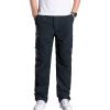 JEsilunmaMY Mens Multi-Pocket Cotton Cargo Pants Mid Waist Casual Loose Military Pants Fleece Thick Outdoor Climbing Trousers (Dark Grey,X-Large) view 1
