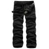JEsilunmaMY Winter Cargo Pants for Men Multi-Pocket Fleece Lined Warm Thicken Trousers Outdoor Military Straight Cotton Pants (Black,30) view 1