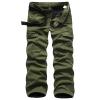 JEsilunmaMY Winter Cargo Pants for Men Multi-Pocket Fleece Lined Warm Thicken Trousers Outdoor Military Straight Cotton Pants (Green,34) view 1
