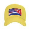 American Cuba Combined Flag Baseball Cap Hat Sports Fan Caps Adjustable Size for Men Women Running Workouts and Outdoor Activities All Seasons Yellow view 2
