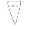 JewarHaat Ad Cz Two-Tone Silver Gold-Plated CZ-Studded & Beaded Indian Mangalsutra for Women (Pink Stone With Earrings) view 1