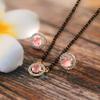 JewarHaat Ad Cz Two-Tone Silver Gold-Plated CZ-Studded & Beaded Indian Mangalsutra for Women (Pink Stone With Earrings) view 2