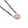 JewarHaat Ad Cz Two-Tone Silver Gold-Plated CZ-Studded & Beaded Indian Mangalsutra for Women (Pink Stone With Earrings) view 3