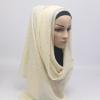 ABAFIP Women Chiffon Hijab Muslim Head Wrap Scarves Rhinestone Long Scarf Pashminas Shawls Solid Color Wraps Under Scarf Headwear Beige One Size view 3