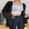 OSHHO Jackets for Women - Batwing Sleeve Open Front Coat (Color : Black, Size : Medium) view 1