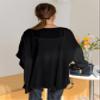 OSHHO Jackets for Women - Batwing Sleeve Open Front Coat (Color : Black, Size : Medium) view 2