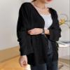 OSHHO Jackets for Women - Batwing Sleeve Open Front Coat (Color : Black, Size : Medium) view 4