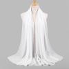 ABAFIP Women Chiffon Hijab Muslim Head Wrap Scarves Rhinestone Long Scarf Pashminas Shawls Solid Color Wraps Under Scarf Headwear White One Size view 2
