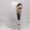 ABAFIP Women Chiffon Hijab Muslim Head Wrap Scarves Rhinestone Long Scarf Pashminas Shawls Solid Color Wraps Under Scarf Headwear White One Size view 3