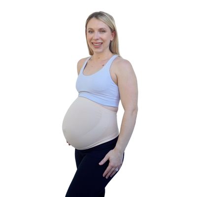 Loving Comfort - Seamless Maternity Shapewear, Support and Comfort During Pregnancy, Lightweight, Seamless Shapewear for Tummy and Back, Soft Abdominal Support for Under Clothes, Nude/Beige, Small