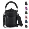 AceTreker 64 oz /87 oz/128 oz Neoprene Water Bottle Sleeve for Insulated Metal Water Jug Bottles, Carrier Sling Bag with Adjustable Shoulder Strap & Paracord Handle and 2 Pocket for Walking-Black view 1