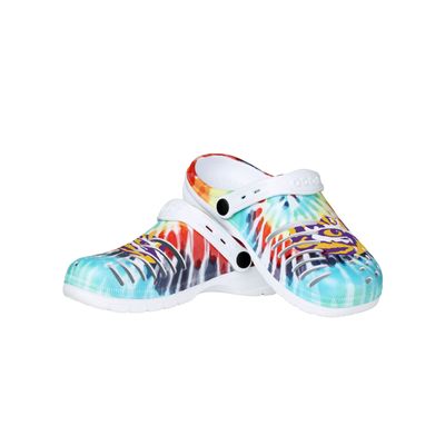 FOCO LSU Tigers NCAA Womens Tie-Dye Clog with Strap