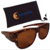 Ideal Eyewear Polarized Fit Over Sunglasses in Stylish Tortoise Colors - Wear Over Prescription Glasses (Dark Brown Tortoise/Brown Lens) view 2