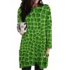 Green Crocodile Lizard Skin Women's Long Sleeve Dress T-Shirt Casual Top Crew Neck Tees with Pockets view 1