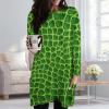 Green Crocodile Lizard Skin Women's Long Sleeve Dress T-Shirt Casual Top Crew Neck Tees with Pockets view 2