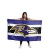 FOCO Baltimore Ravens NFL Big Logo Team Stripe Horizontal Flag view 2