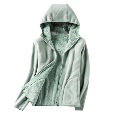 tuduoms Women's Casual Reversible Full Zip Jacket Sherpa Lined Hoodie Warm Fuzzy Fleece Sweatshirt Coat Winter Outerwear