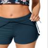 CRZ YOGA Classic Fit Dolphin Board Shorts for Women 3'' - High Waisted Beach Swimwear Bottoms Bathing Trunks with Liner Insignia Blue Large view 4