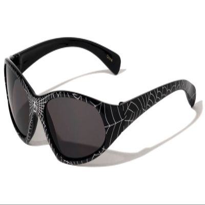 Dweebzilla Kids Youth Boys Superhero Spider Web Sport Wrap Around Sunglasses (Black Frame - Black Smoke Lenses)