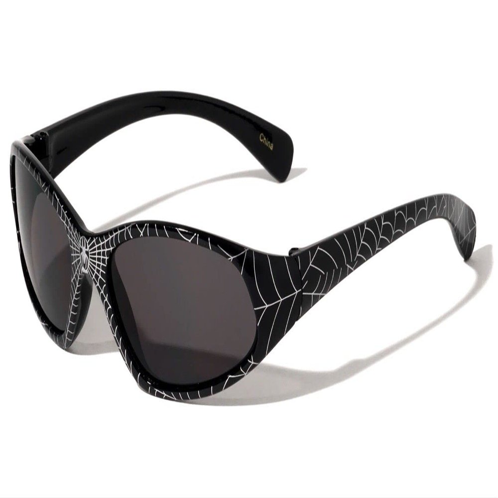 Dweebzilla Kids Youth Boys Superhero Spider Web Sport Wrap Around Sunglasses (Black Frame - Black Smoke Lenses)