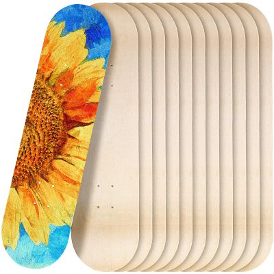 Honoson Blank Skateboard Decks Bulk 32 x 8 Inch 7 Ply Maple Wooden Plain Skate Decks Natural Wood Double Tail Skateboard for Art Painting Wall Home Decoration