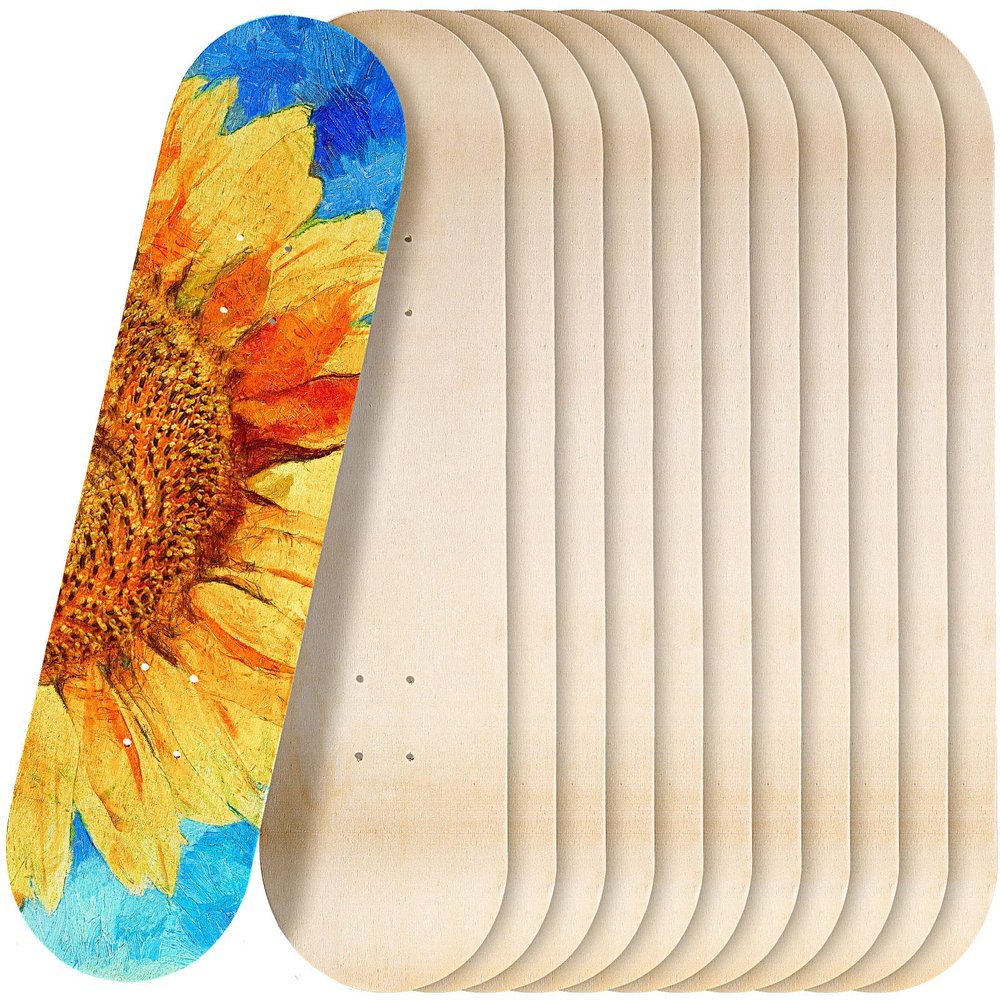 Honoson Blank Skateboard Decks Bulk 32 x 8 Inch 7 Ply Maple Wooden Plain Skate Decks Natural Wood Double Tail Skateboard for Art Painting Wall Home Decoration
