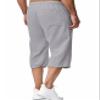HangNiFang Men's Long Linen Shorts Below Knee Pocketed 3/4 Summer Drawstring Capri Pant(0131-GreyX1-XXL) view 4