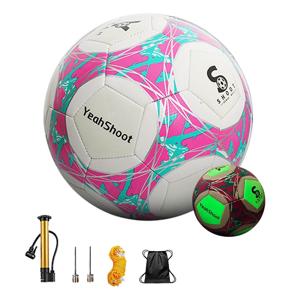 Soccer Ball Holographic Size 5, Reflective Football, Glow in the Dark Glow Ball Soccer Ball Gifts, Reflective Composite Leather Soccer Ball with Pump, Night Basketball Gifts for Boys Girls ( Color : A