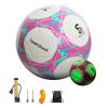 Soccer Ball Holographic Size 5, Reflective Football, Glow in the Dark Glow Ball Soccer Ball Gifts, Reflective Composite Leather Soccer Ball with Pump, Night Basketball Gifts for Boys Girls ( Color : A view 1