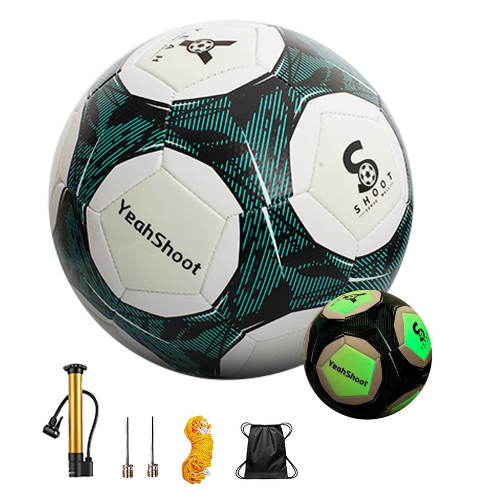Soccer Ball Holographic Size 5, Reflective Football, Glow in the Dark Glow Ball Soccer Ball Gifts, Reflective Composite Leather Soccer Ball with Pump, Night Basketball Gifts for Boys Girls ( Color : C