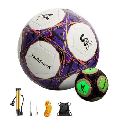 Soccer Ball Holographic Size 5, Reflective Football, Glow in the Dark Glow Ball Soccer Ball Gifts, Reflective Composite Leather Soccer Ball with Pump, Night Basketball Gifts for Boys Girls ( Color : B