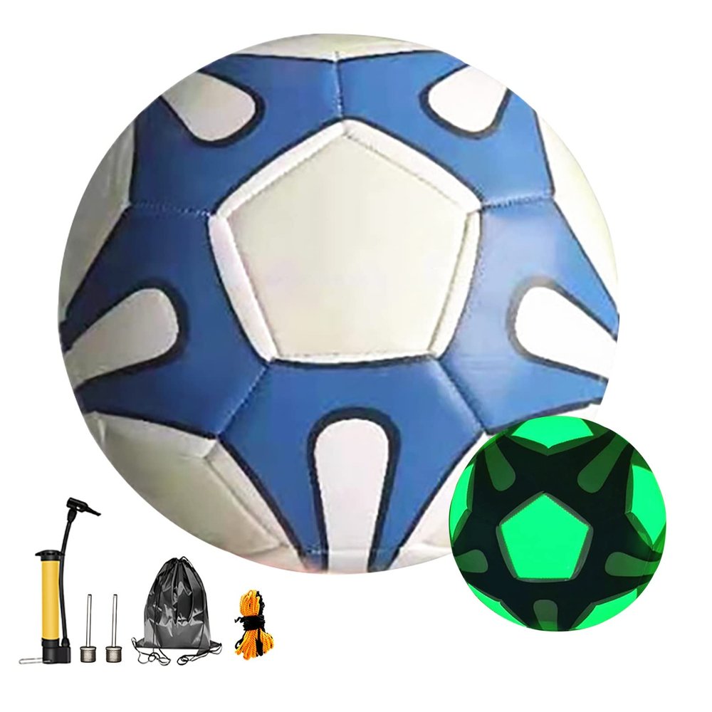 Classic Soccer Ball, Reflective Football, Soccer Ball Holographic, Glow in the Dark Glow Ball Soccer Ball Gifts with Pump, Durable, Indoor, Outdoor, Training, Practice, Playtime and Games ( Color : Bl