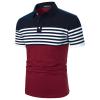 LUJENGEFA Mens Polo Shirts Short Sleeve Striped Casual Slim Fit Golf Polo Contrast Color Summer Cotton T-Shirts Wine Red and Navy Blue X-Large view 2