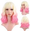 FAELBATY Short Pink Ombre Wig With Bangs - Bob Synthetic Wig for Women, Cosplay & Halloween - 12" (613/Pink) view 1