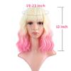 FAELBATY Short Pink Ombre Wig With Bangs - Bob Synthetic Wig for Women, Cosplay & Halloween - 12" (613/Pink) view 4
