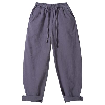 Men's Loose Bloomers Retro Elastic Waist Wide Leg Harem Pants Plus Size Casual Lounge Sweatpants with Pockets (Grey,Medium)