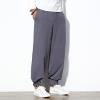 Men's Loose Bloomers Retro Elastic Waist Wide Leg Harem Pants Plus Size Casual Lounge Sweatpants with Pockets (Grey,Medium) view 3