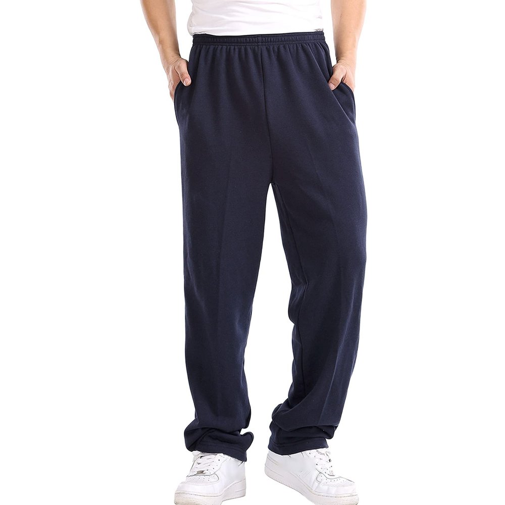 JEsilunmaMY Casual Jogger Pants for Men Elastic Waist Loose Breathe Sweatpants Athletic Lounge Straight Trousers with Pockets (Dark Blue,XX-Large)