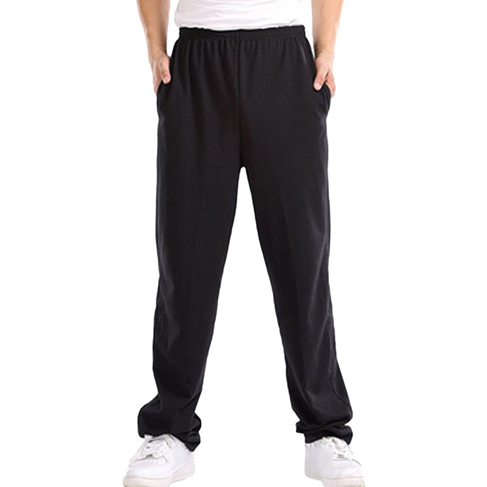 JEsilunmaMY Casual Jogger Pants for Men Elastic Waist Loose Breathe Sweatpants Athletic Lounge Straight Trousers with Pockets (Black,6X-Large)
